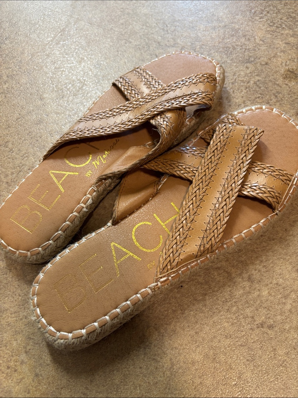 BEACH by Matisse Tan Braided Espadrille Slide Sandals